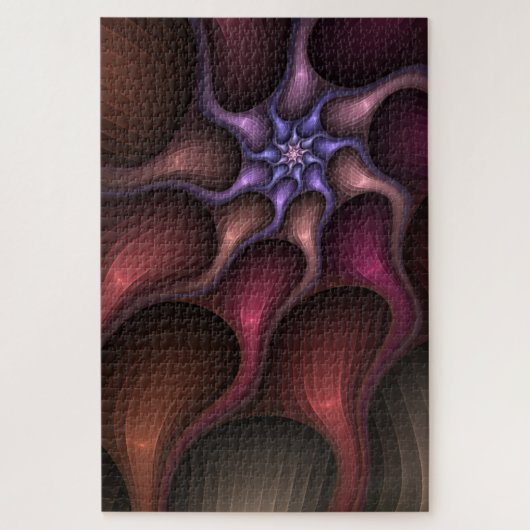 Zauberhaftes Abstrakt gestreiftes farbiges Fraktal Puzzle (Vertikal)