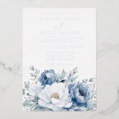 Zauberhaftes blaues und weißes Blumenzelt Folieneinladung (Vorderseite)