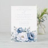 Zauberhaftes blaues und weißes Blumenzelt Folieneinladung (Stehend vorne)