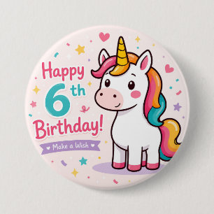 Zauberhaftes Einhorn 6. Geburtstagsmagie Button