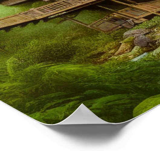 Zauberhaftes Hütte-Haus im Grünen Poster (Ecke)