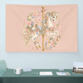 Zauberhaftes Karussellpferd mit Blumendesign Banner (Messe)