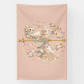 Zauberhaftes Karussellpferd mit Blumendesign Banner (Vertikal)