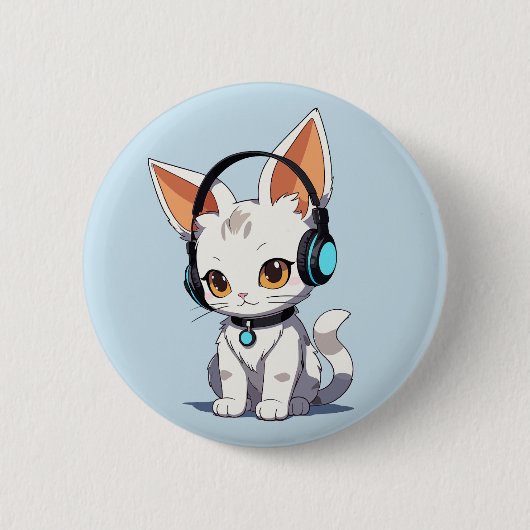 Zauberhaftes Kawaii-Katze-Design Button (Vorderseite)