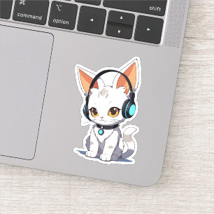 Zauberhaftes Kawaii-Katzendesign Aufkleber