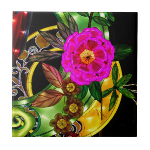 Zauberhaftes Magenta & Gold  Fliese