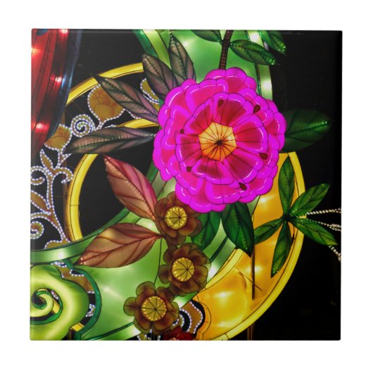 Zauberhaftes Magenta & Gold Fliese (Vorderseite)