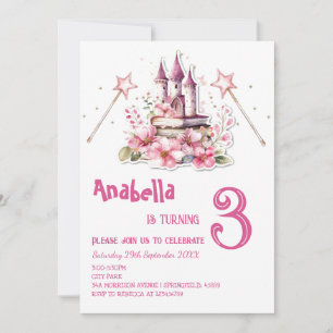 Zauberhaftes Märchen Rosa Kindergeburtstag Party Einladung