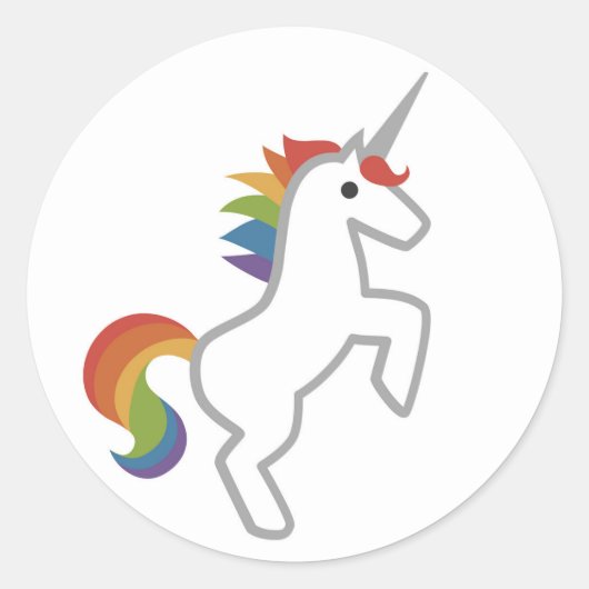 Zauberhaftes Minimal Rainbow Unicorn Emoji Icon Runder Aufkleber (Vorderseite)