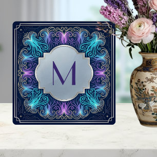 Zauberhaftes Monogramm Türkis Lila Schwünge Dekora Fliese