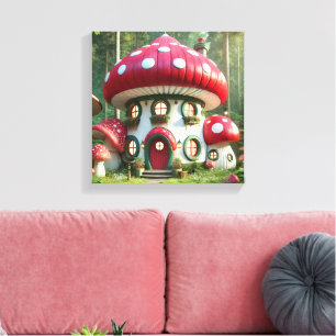Zauberhaftes Pilzhaus - Whimsical Mairytale Leinwanddruck