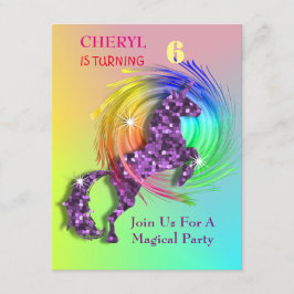 Zauberhaftes Rainbow-Einhorn Themed-Party Einladung