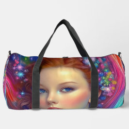 Zauberhaftes Rainbow-Hair-Portrait Duffle Bag