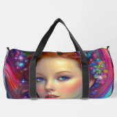 Zauberhaftes Rainbow-Hair-Portrait Duffle Bag (Rückseite)