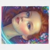 Zauberhaftes Rainbow-Hair-Portrait Fleecedecke (Vorderseite (Horizontal))