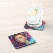 Zauberhaftes Rainbow-Hair-Portrait Getränkeuntersetzer (Rechte Seite)