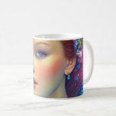 Zauberhaftes Rainbow-Hair-Portrait Kaffeetasse (VorderseiteRechts)