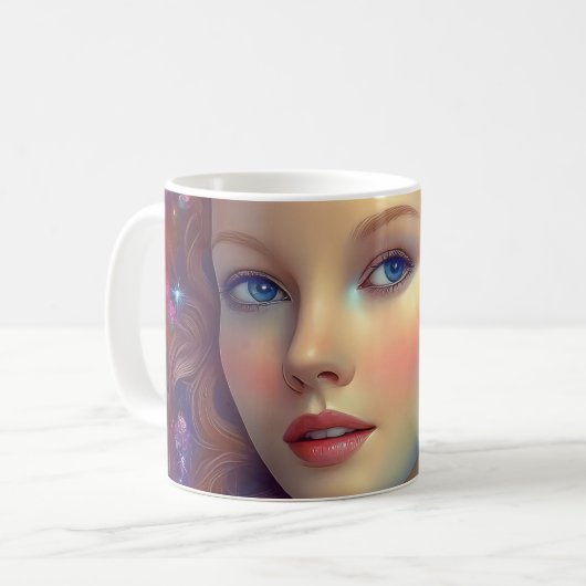 Zauberhaftes Rainbow-Hair-Portrait Kaffeetasse (Vorderseite Links)