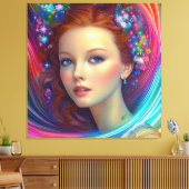 Zauberhaftes Rainbow-Hair-Portrait Leinwanddruck (Insitu (Wohnzimmer))