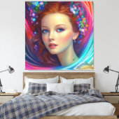 Zauberhaftes Rainbow-Hair-Portrait Leinwanddruck (Insitu (Schlafzimmer))