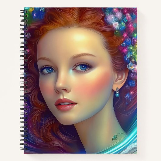 Zauberhaftes Rainbow-Hair-Portrait Notizblock (Vorderseite)