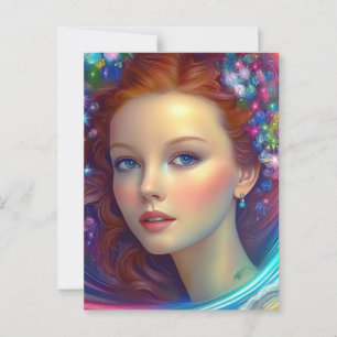 Zauberhaftes Rainbow-Hair-Portrait Postkarte