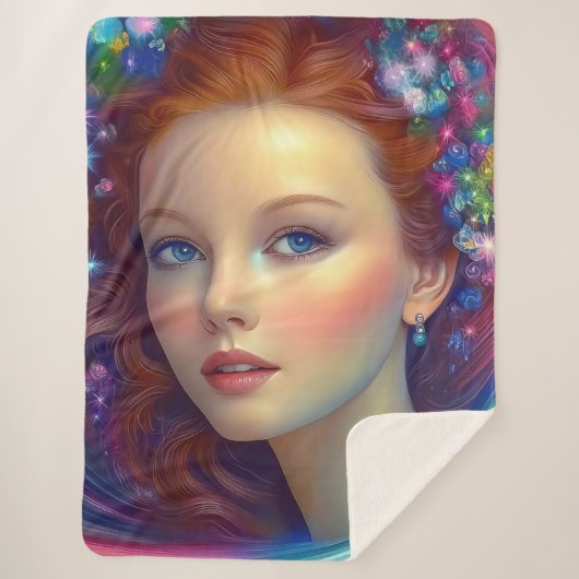 Zauberhaftes Rainbow-Hair-Portrait Sherpadecke (Vorderseite)