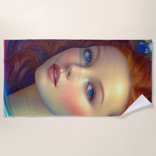Zauberhaftes Rainbow-Hair-Portrait Strandtuch