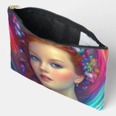Zauberhaftes Rainbow-Hair-Portrait Zubehörtasche (Offen)