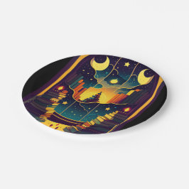 Zauberhaftes Reich der Bücher Pappteller