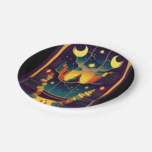 Zauberhaftes Reich der Bücher Pappteller (Schrägansicht)