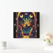 Zauberhaftes Reich der Bücher Quadratische Wanduhr (Zuhause)