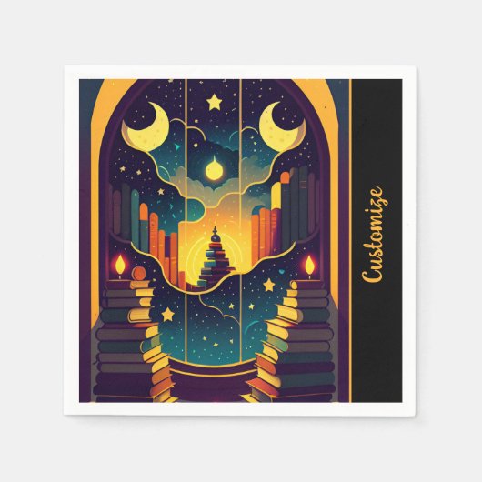 Zauberhaftes Reich der Bücher Serviette (Vorderseite)