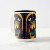 Zauberhaftes Reich der Bücher Zweifarbige Tasse (Vorderseite Links)