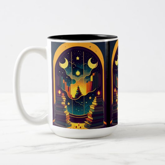 Zauberhaftes Reich der Bücher Zweifarbige Tasse (Links)