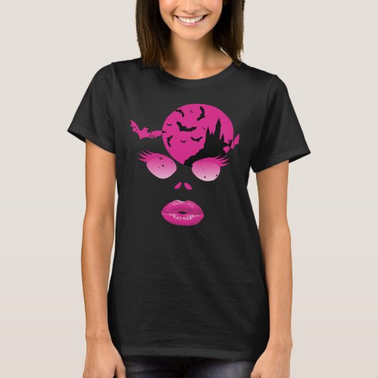 Zauberhaftes rosa Halloween: Mysterium und Flederm T-Shirt (Vorderseite)