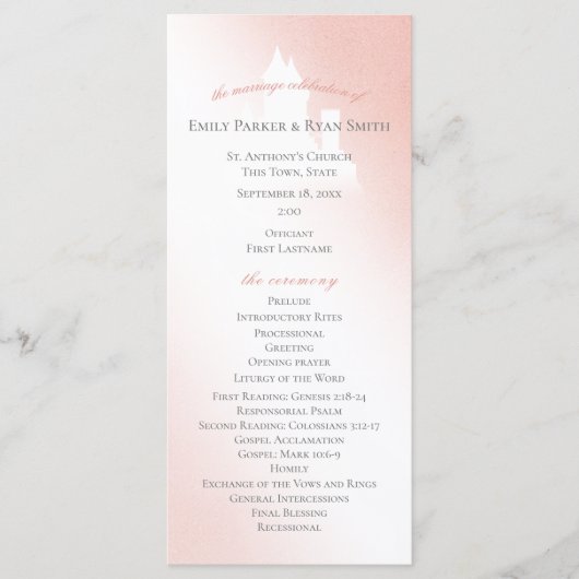 Zauberhaftes Rosa Märchenschloss Hochzeitsprogramm Programm (Vorderseite)