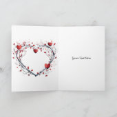 Zauberhaftes rotes Wasserfarbenherz Dankeskarte (Innenseite)
