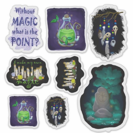 Zauberhaftes Stickerblatt Aufkleber (Vorderseite)