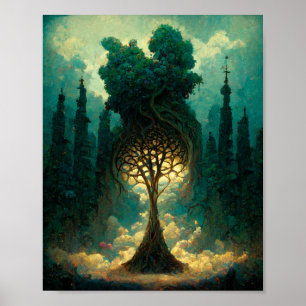 Zauberhaftes Tree Fantasy Art Poster