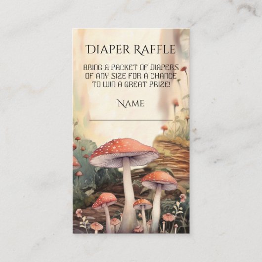 Zauberhaftes Wald Toadstool Mushroom Diaper Raffle Visitenkarte (Vorderseite)