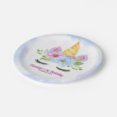 Zauberhaftes Wasserzeichen Runde 1. Geburtstag Pappteller (Schrägansicht)