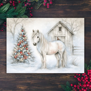 Zauberhaftes Weißes Pferd und Schneunen-Weihnachte Feiertagskarte
