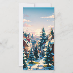 Zauberhaftes Winterdorf  Feiertagskarte