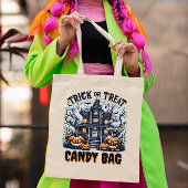 Zauberhaus mit Halloween-Dekoration Tragetasche