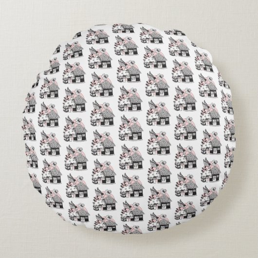 Zauberhaus Rundes Kissen (Vorderseite)