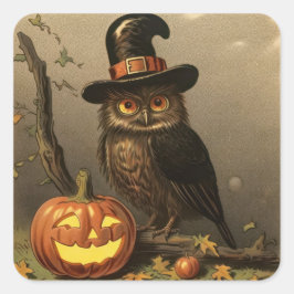 Zauberhecht und Kürbisröschen-Laternensticker Quadratischer Aufkleber