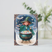 Zauberhexe mit Cauldron-Verzauberung Postkarte (Stehend Vorderseite)