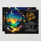 Zauberholz Grove Baby Dusche Einladung (Vorne/Hinten)