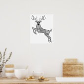 Zauberhornwild mit Vögeln Doodle 2 Poster (Küche)